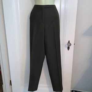 Harvé Benard olive green herringbone wool pants